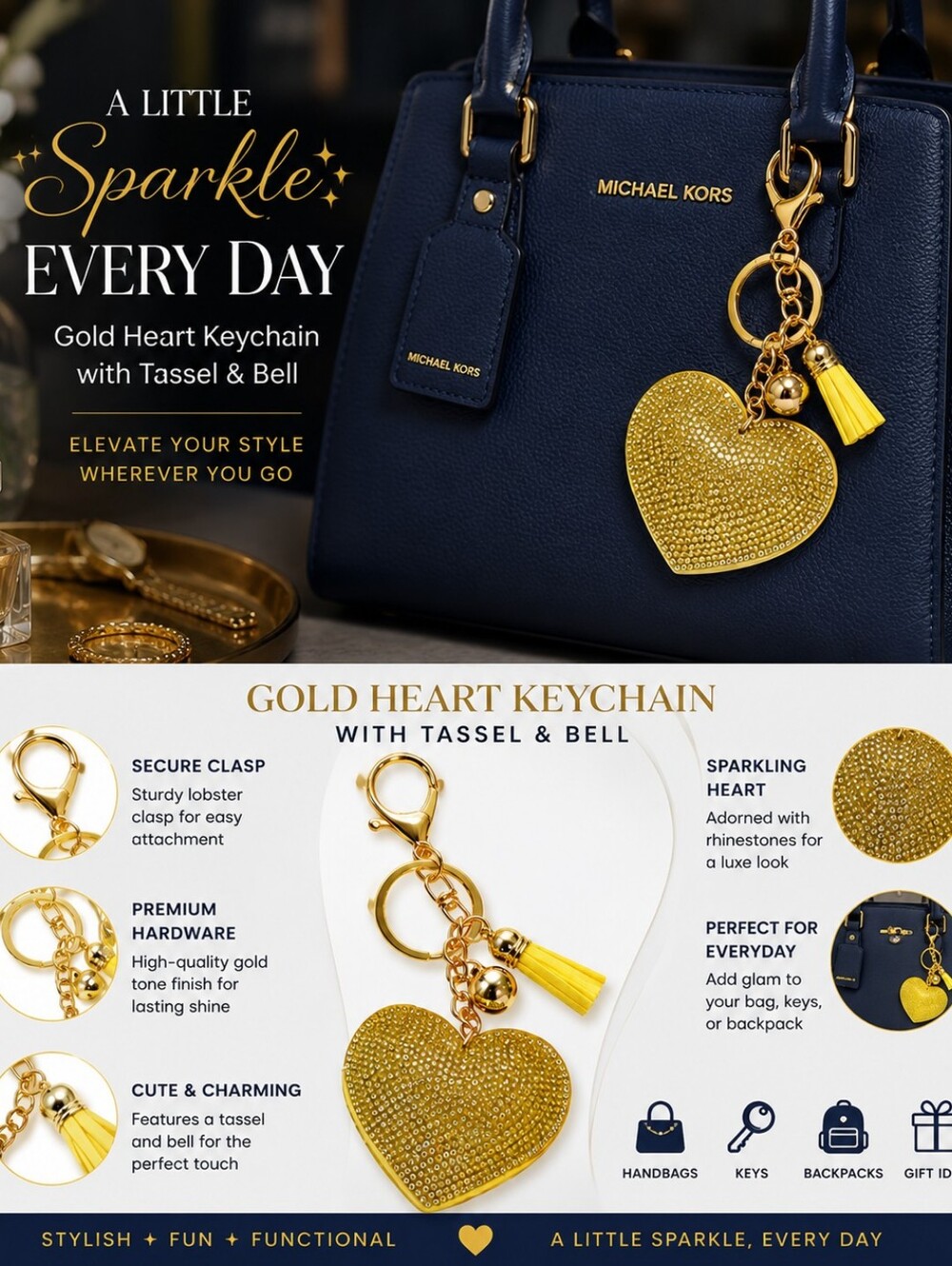 Yellow Heart Keychain with Tassel